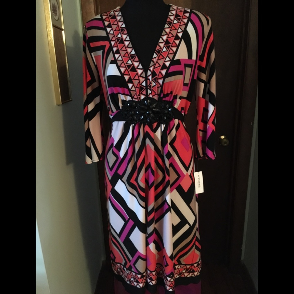 Dressbarn Geometric Pattern Dress Size 10 NWT